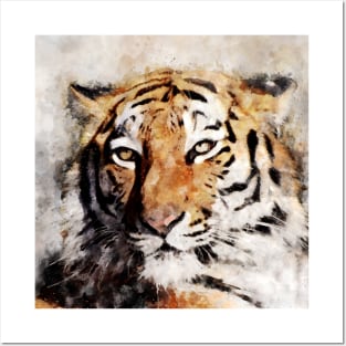 Dramabite Watercolor Tiger Portrait Posters and Art